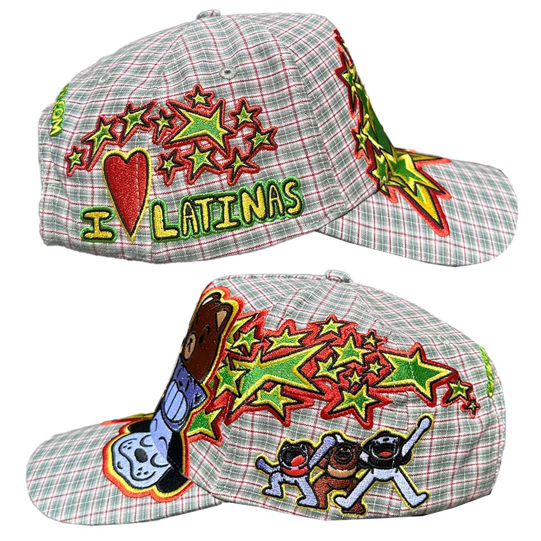 I LOVE LATINAS HAT - GREEN PLAID