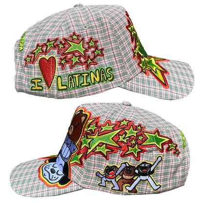 I LOVE LATINAS HAT - GREEN PLAID