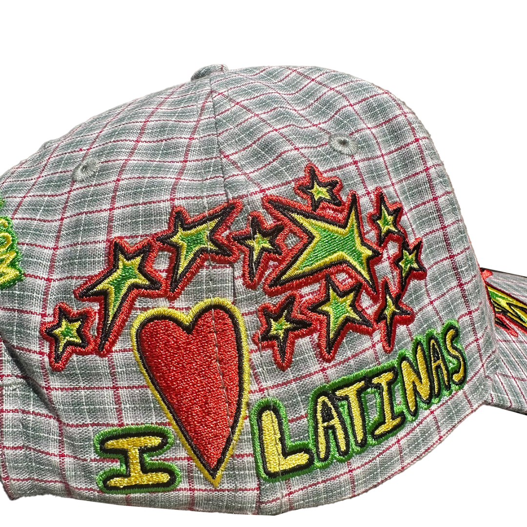 I LOVE LATINAS HAT - GREEN PLAID