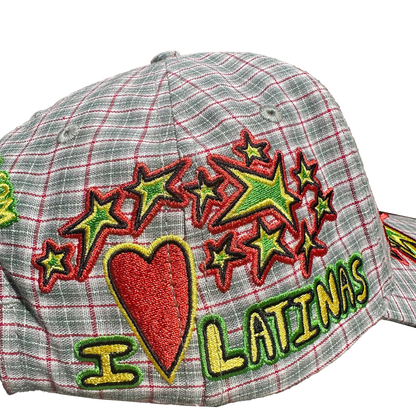 I LOVE LATINAS HAT - GREEN PLAID