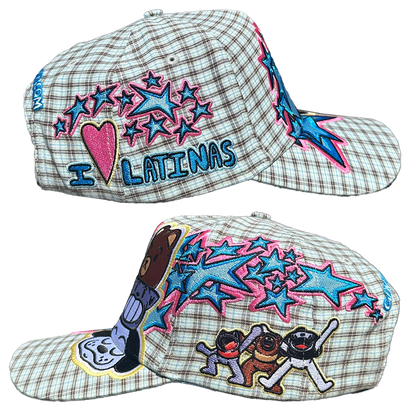 I LOVE LATINAS HAT - BLUE PLAID
