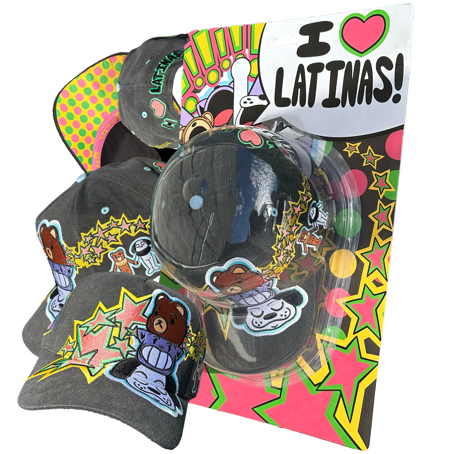 I LOVE LATINAS HAT - WASHED BLACK